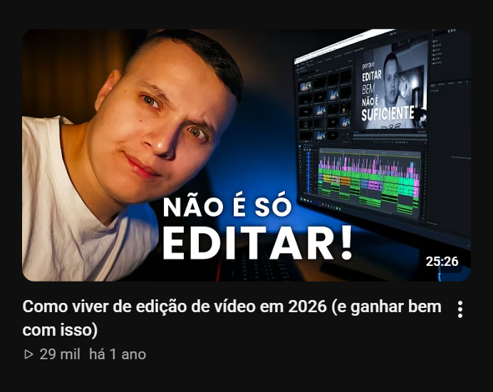 Thumbnail do vídeo Como viver de edição de vídeo em 2026